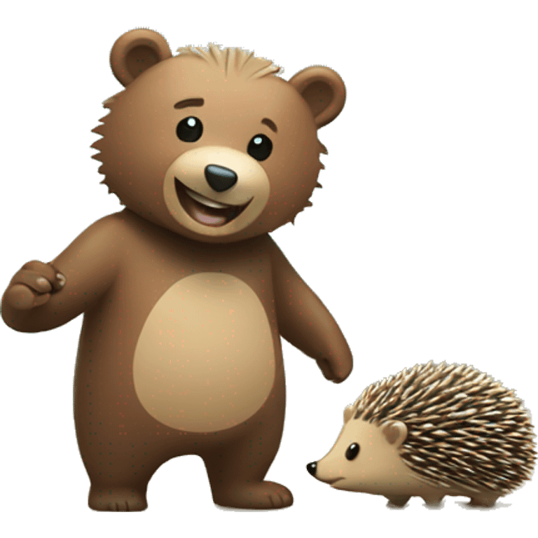 Happy Beach bear and hedgehog emoji