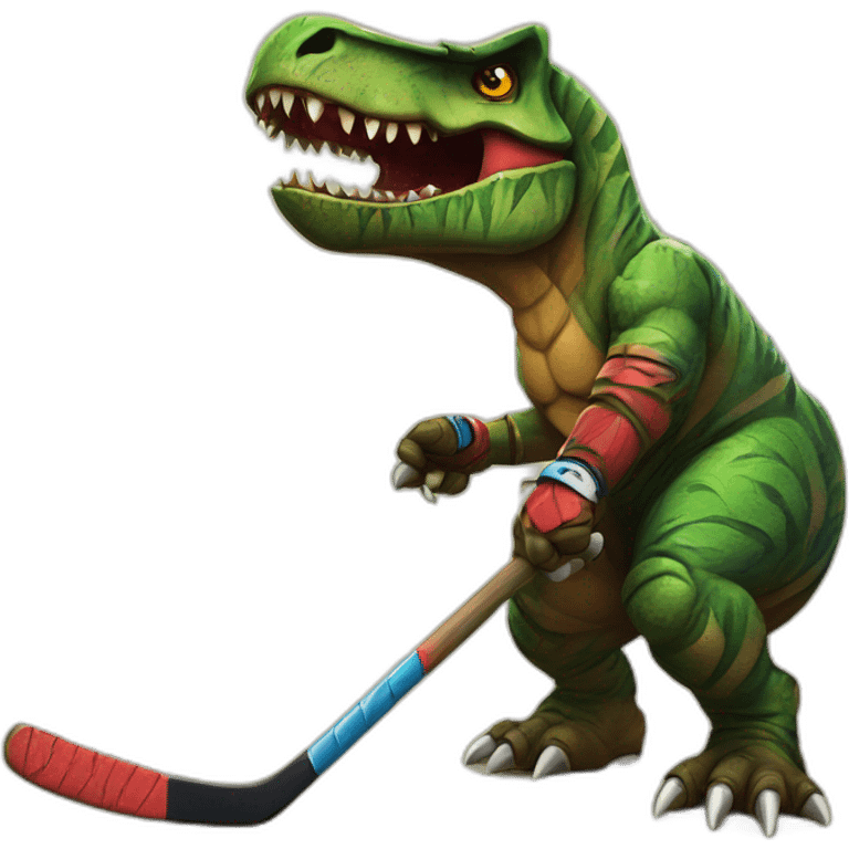 Tiki T-rex street hockey fun emoji