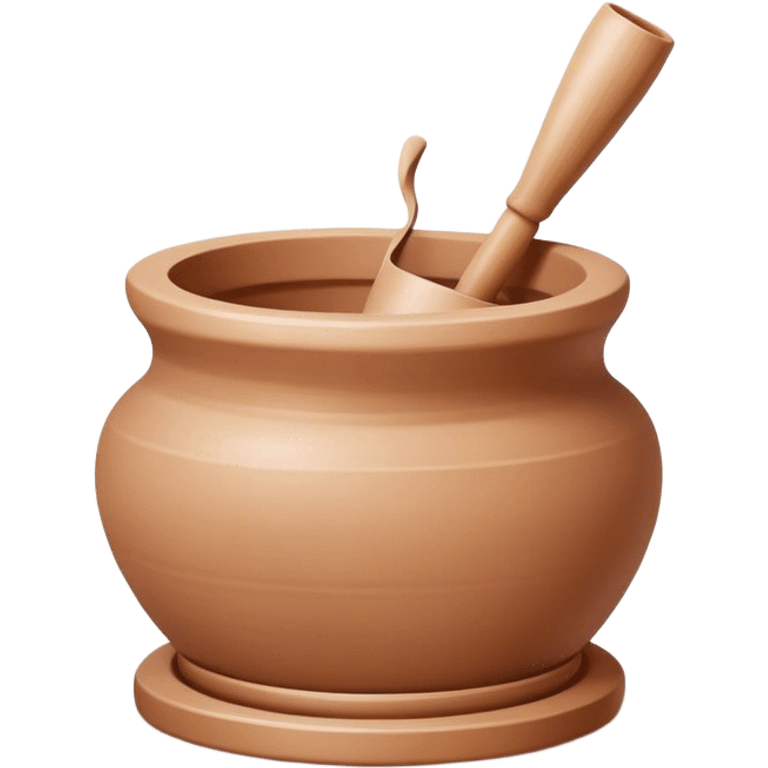 Ceramics making icon, pottery wheel, clay being shaped, ceramic vase or bowl, sculpting tools, minimalistic style, clean lines, transparent background. emoji