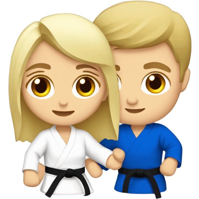 Blonde woman and brunette white man doing Jiu jitsu  emoji