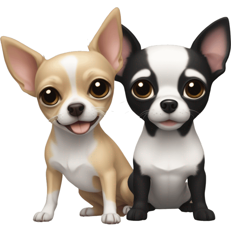 a beige chihuahua and a black and white chihuahua emoji