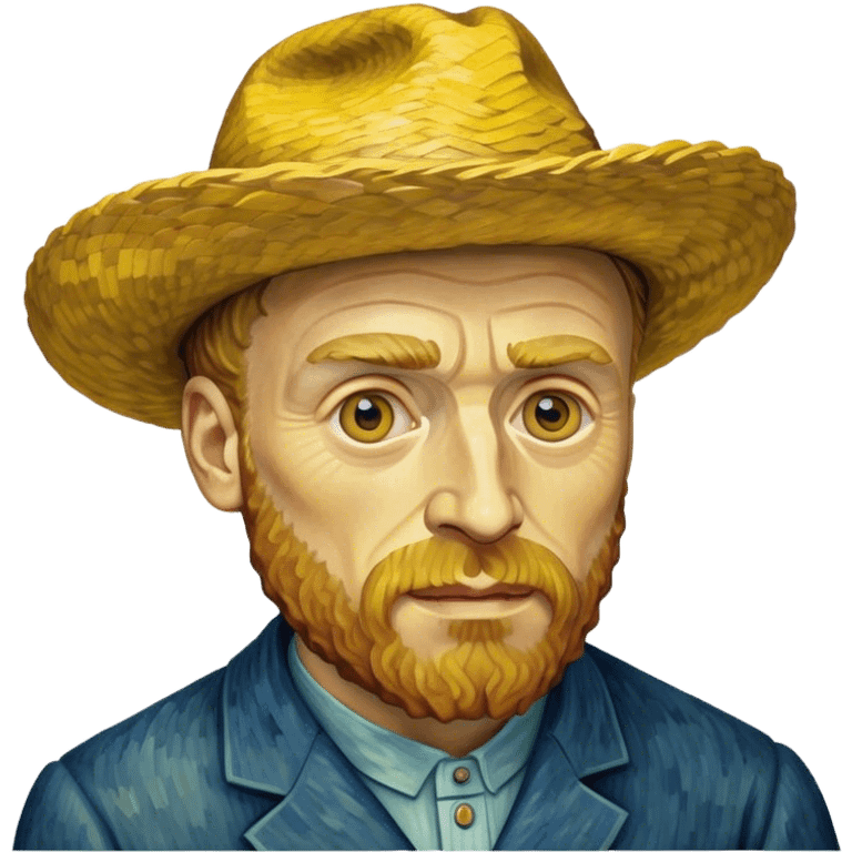 Cinematic Realistic Vincent van Gogh Pop Culture Emoji, featuring an expressive portrayal inspired by the legendary painter rendered with dynamic, swirling textures and artistic lighting. emoji