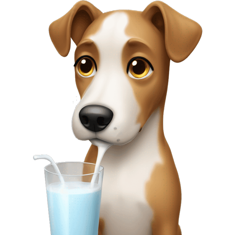 a dog drinking milk emoji