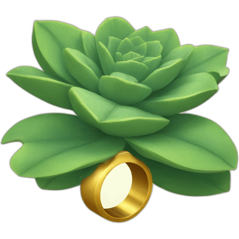 a golden ring with shrubbery inside of it with a succulent at the centre emoji