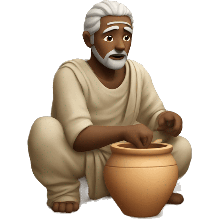 ancient man sculpting a pot emoji