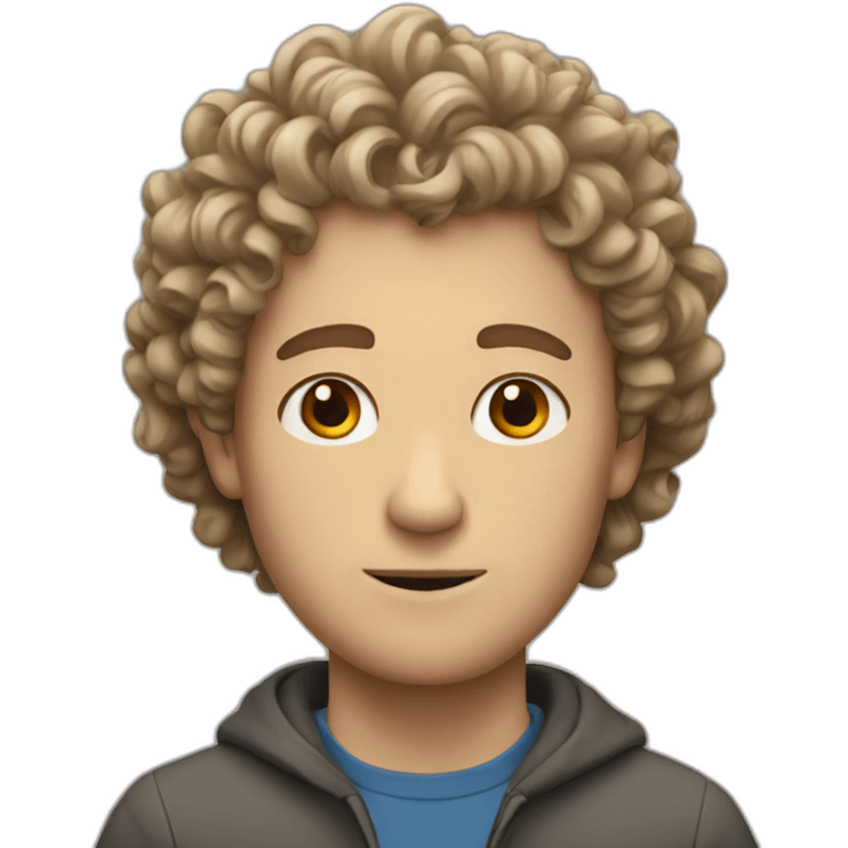 white man with curly emoji