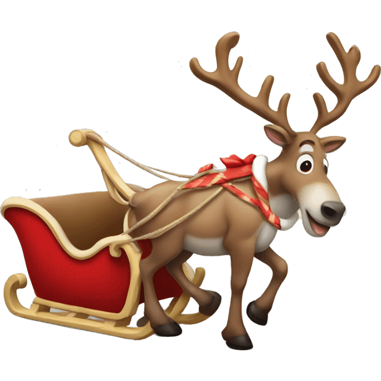 reindeer pulling santa sleigh emoji