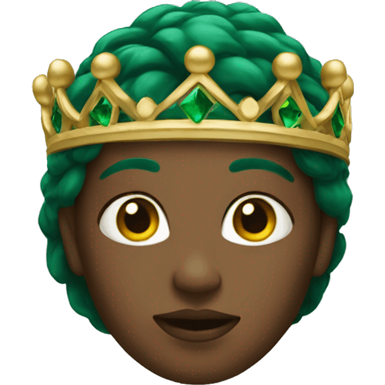 A dark emerald woman with a crown head emoji