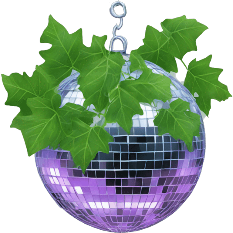 DISCO BALL WITH IVY LEAVES HANGING  emoji