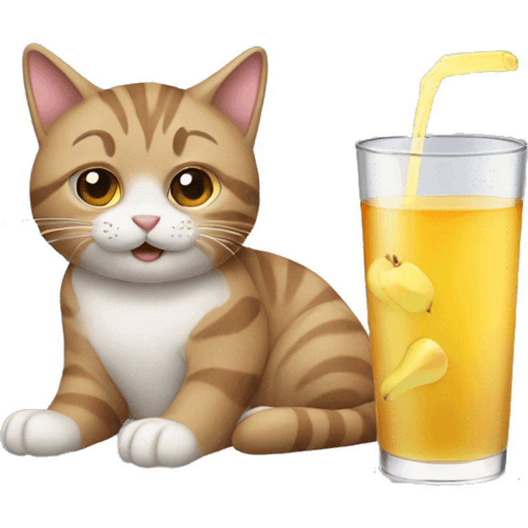 Cat drinking apple juice emoji