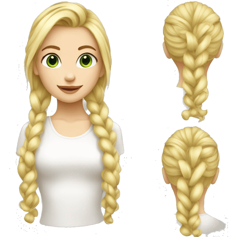 fille blonde avec tresses avec des yeux verts  emoji