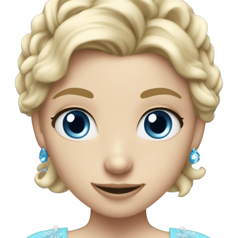 Blonde girl with blue eyes figure skating in dress emoji