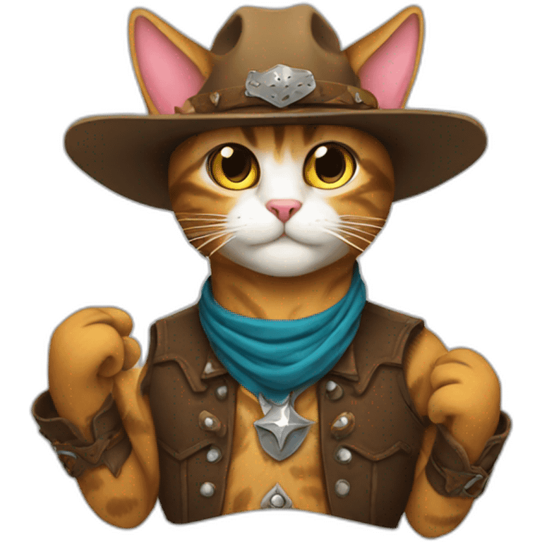 cowboy cat fingerguns emoji