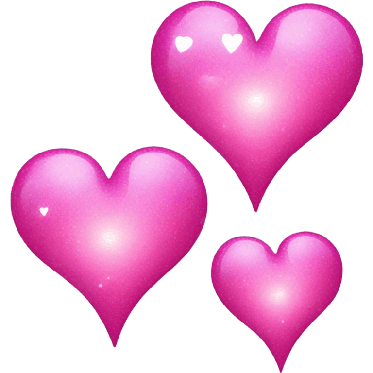 Three different colored sparkling pink hearts overlapping - one medium, one big , one small emoji