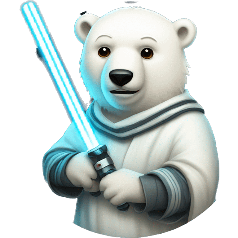 Jedi polar bear with soccer ball with light saber emoji