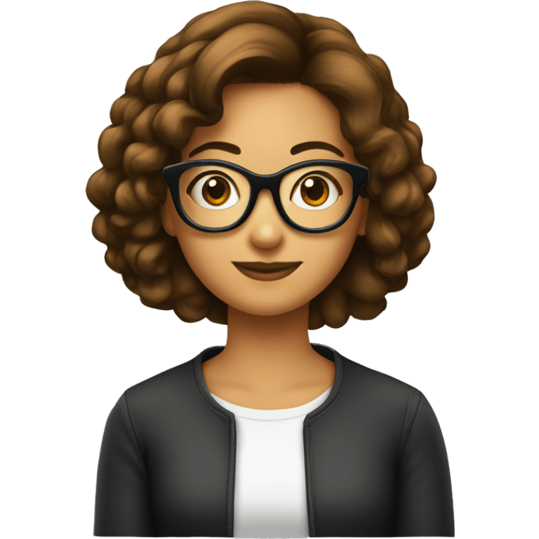 Fille a lunettes cheveux lisses brun mi-court emoji