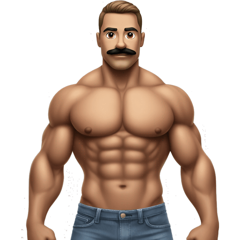 Muscular gay bodybuilder with mustache bikini realistic emoji