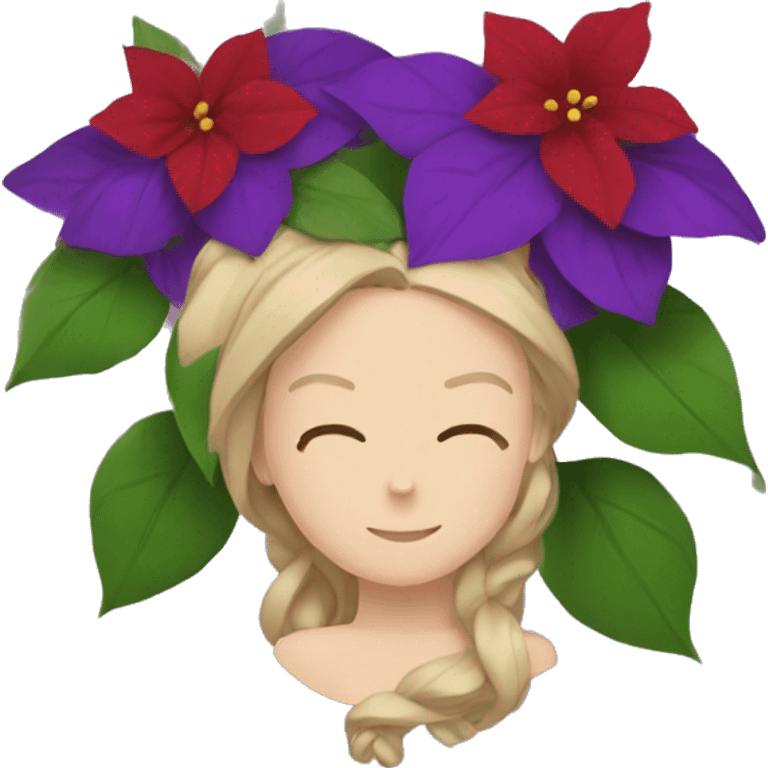 violet and pointsettia emoji