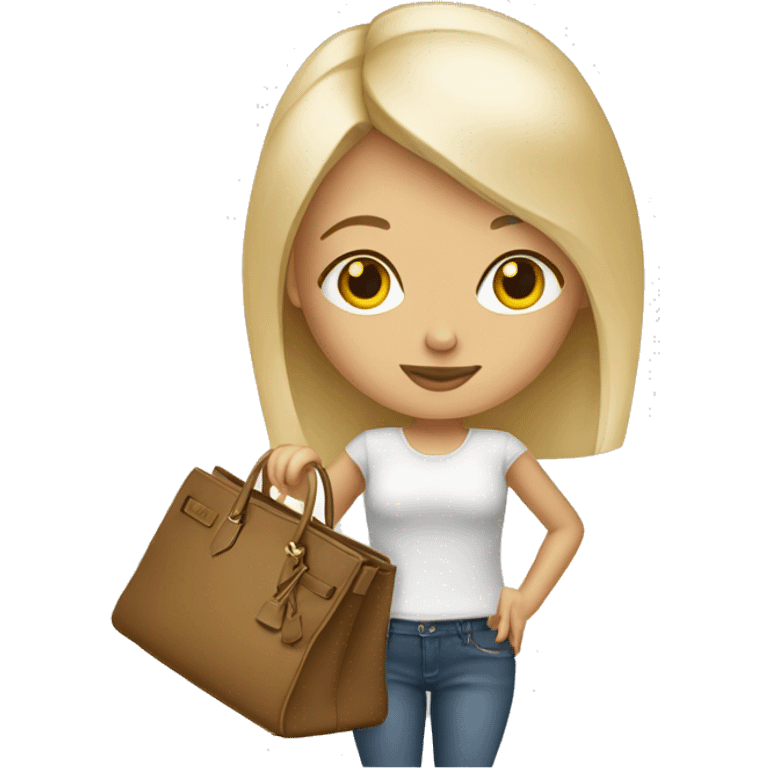 Fashion blond girl with birkin bag emoji