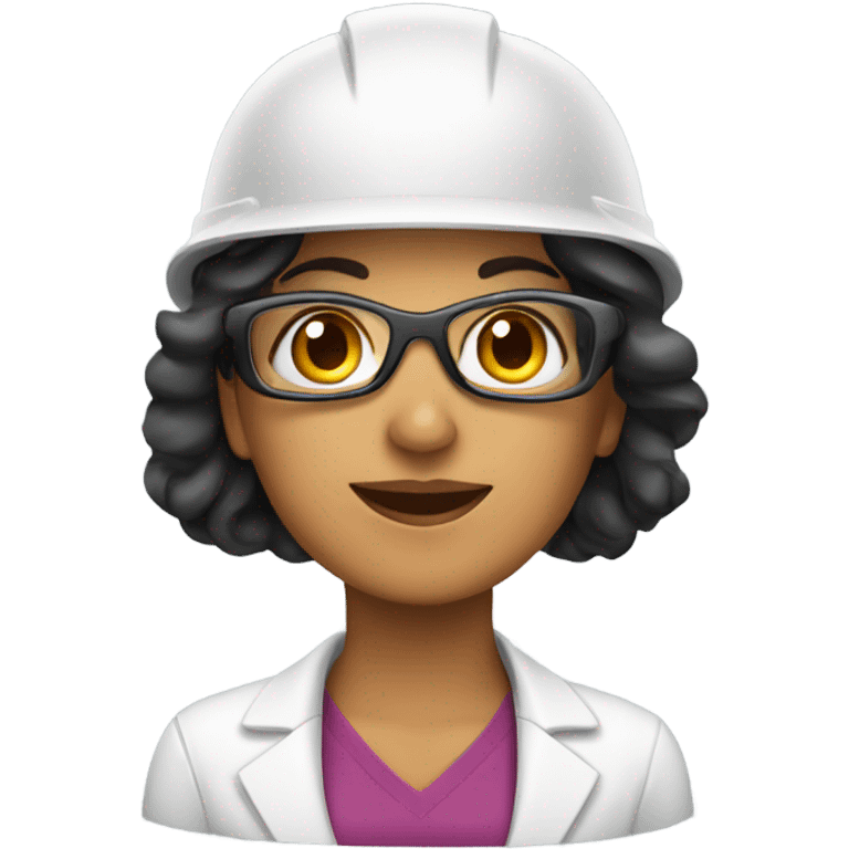 Latin woman wearing a safety helmet, safety glasses and earplugs emoji