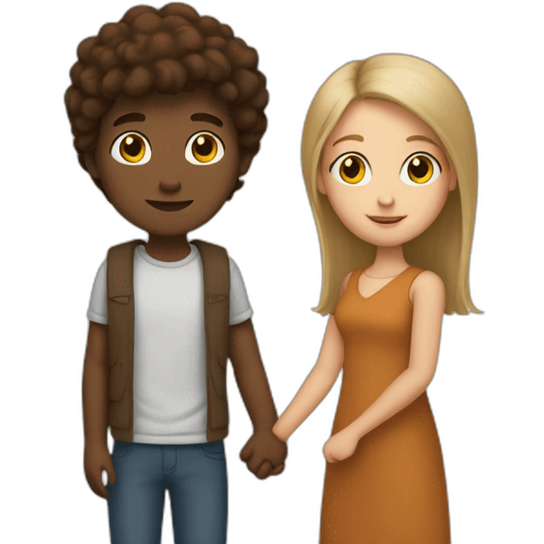 A white boy and brown girl holding hands emoji