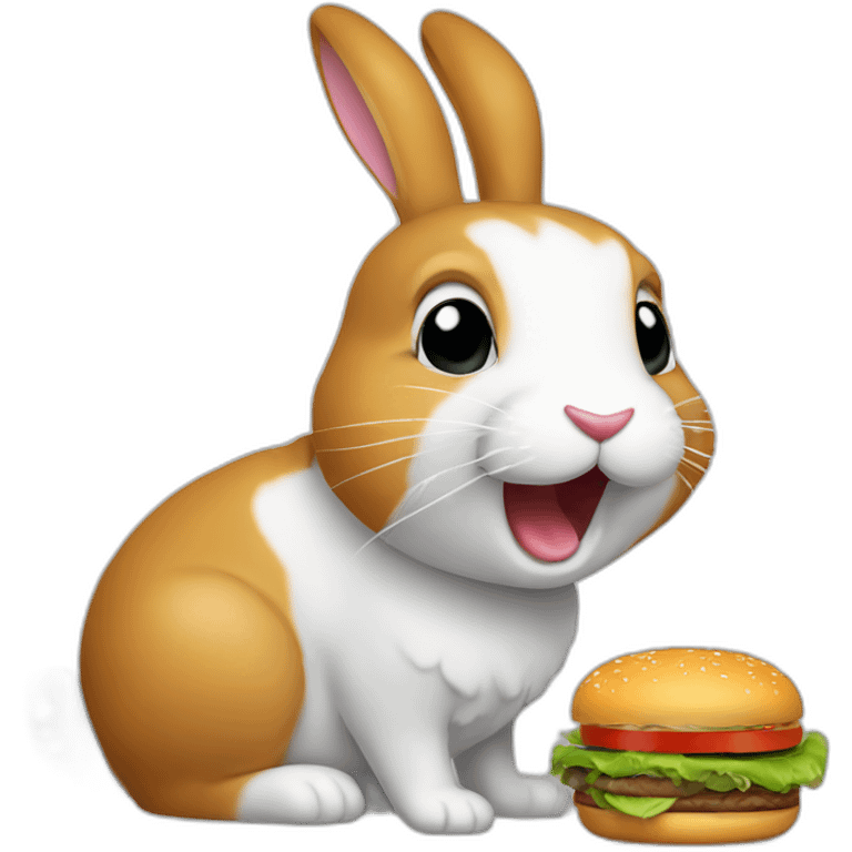 Lapin qui mange un hamburger emoji