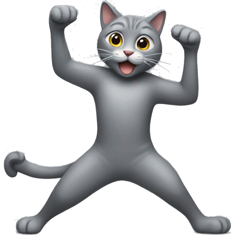 a gray cat dancing  emoji