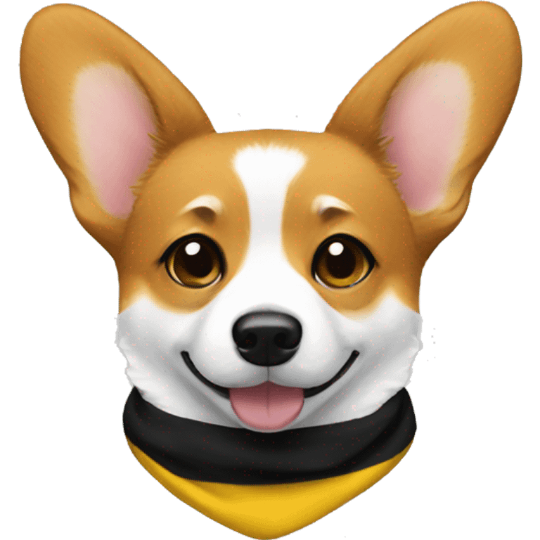 Corgi with black and yellow striped scarf emoji