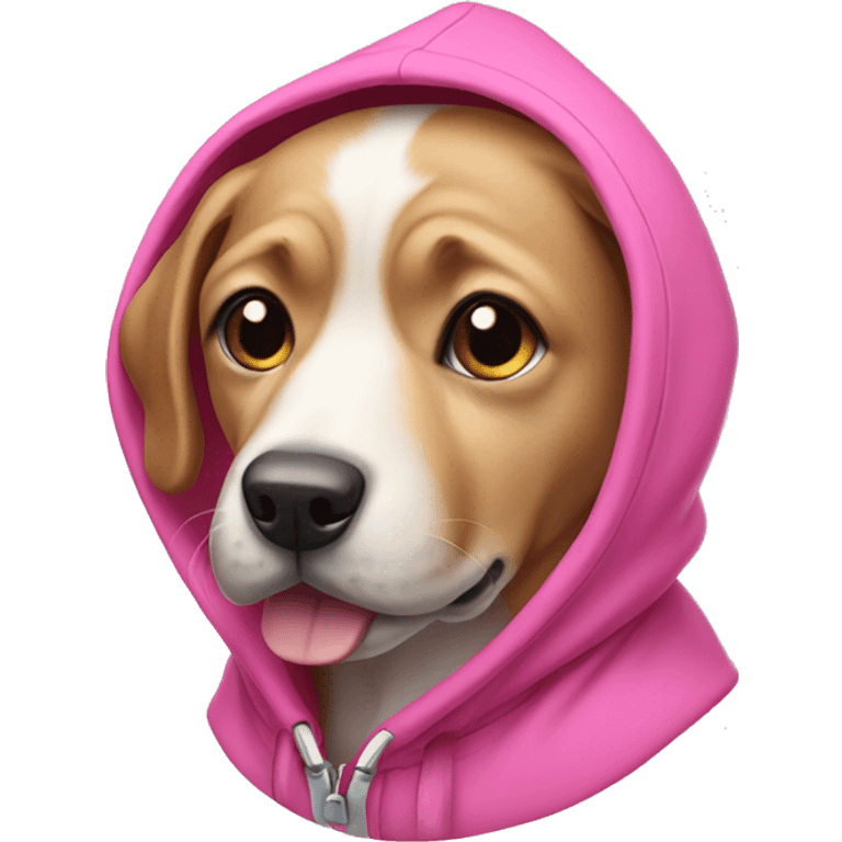 Dog wearing pink hoodie emoji