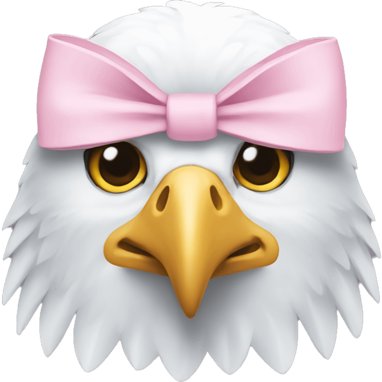 Bald eagle wearing light pink bow emoji