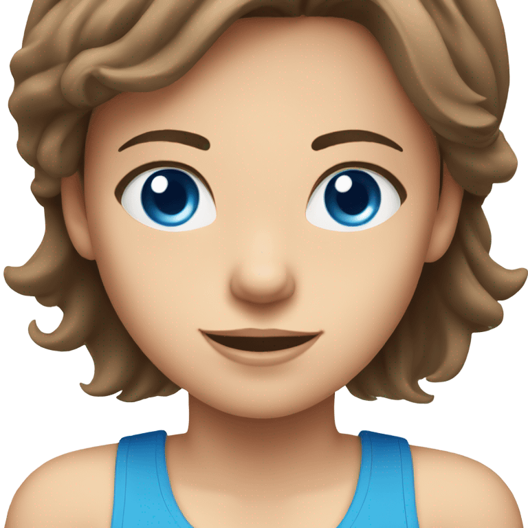 Girl on treadmill brown hair and bright blue eyes  emoji