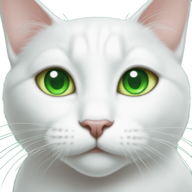 white cat with green eyes emoji