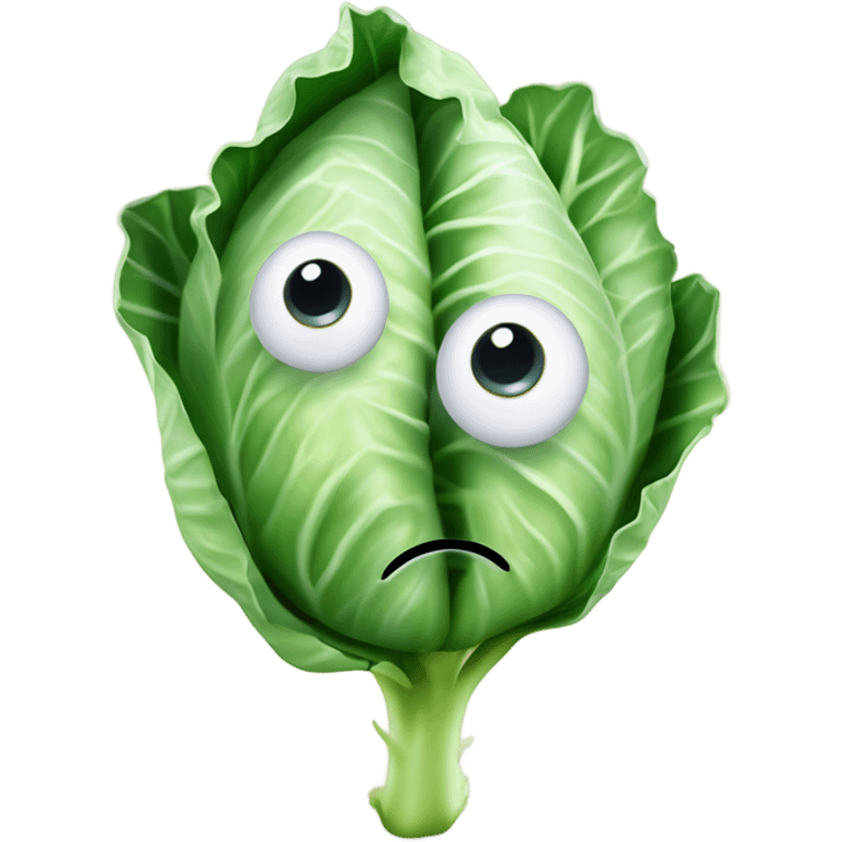 Create a 3D "White colored cabbage" with a surprised face and big shiny eyes 👀. one green leaf, white colored copta holds the mirror with its reflection 🪞 emoji