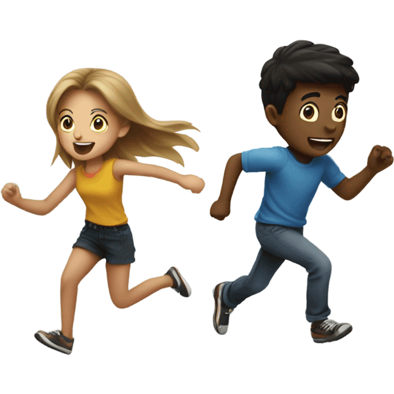 Girl chasing boy  emoji