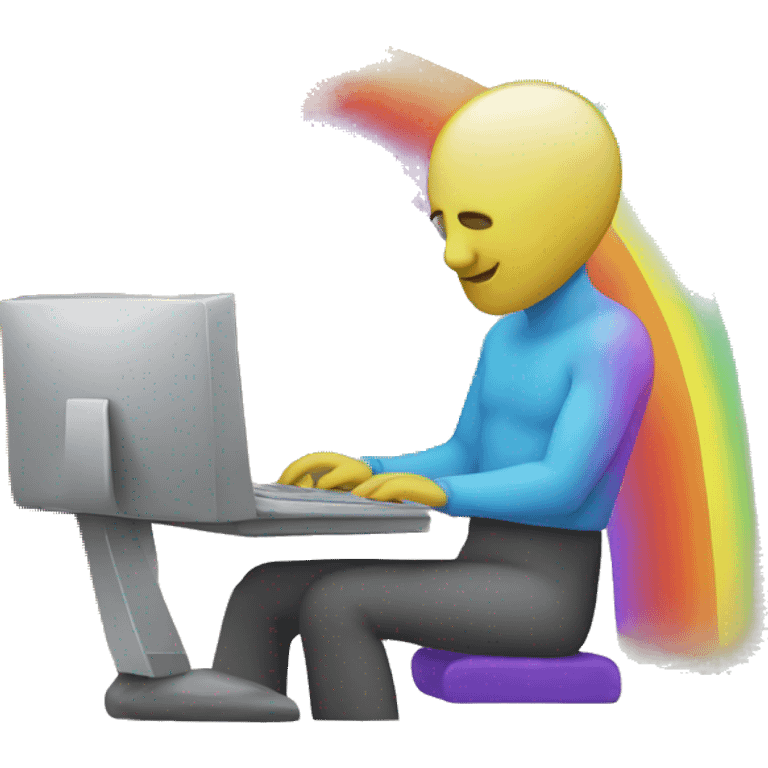 rainbow person on computer emoji