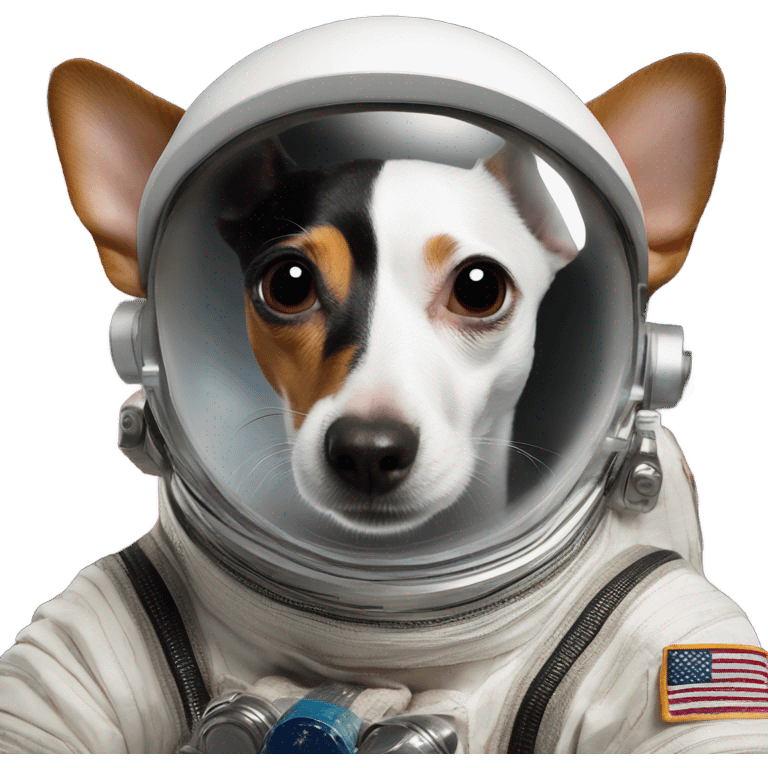 Rat terrier in a space suit on the moon emoji