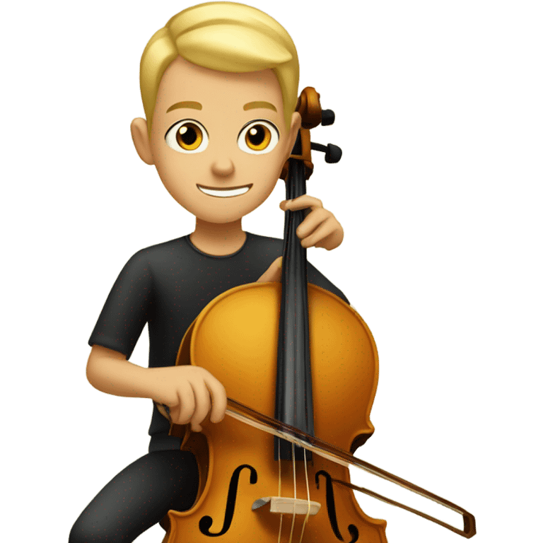 Blonde boy with buzz cut playing cello  emoji