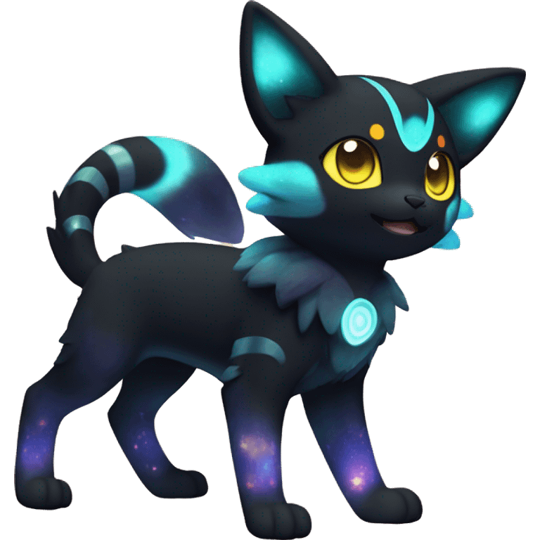 Shiny Sparkly Litten-Umbreon with gradient Nebula-colored markings full body emoji