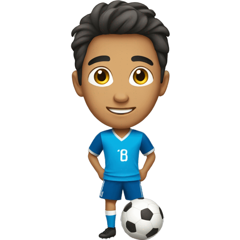 Young latino boy playing soccer emoji