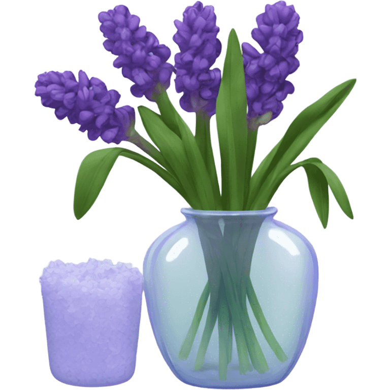 A clear vase holding hyacinths emoji