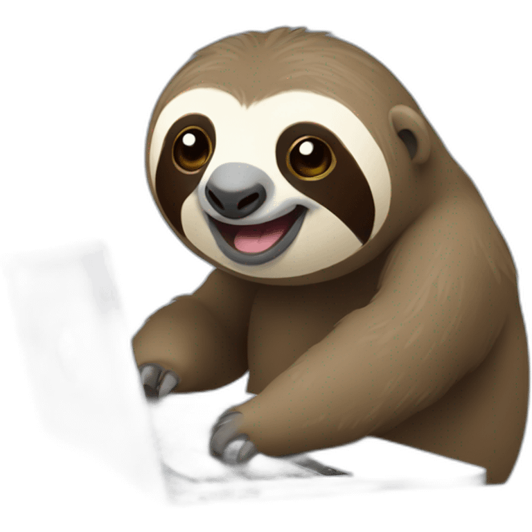 sloth with a macbook emoji