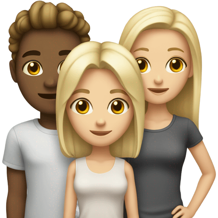 3 best friends, 1 a tall skinny blonde hair male, 1 shorter lesbian with long brunette hair, and one cute blonde female whose eyes looked stoned  emoji