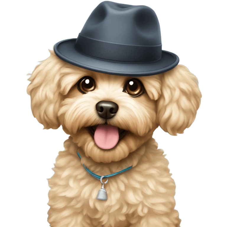 Maltipoo wearing a hat emoji