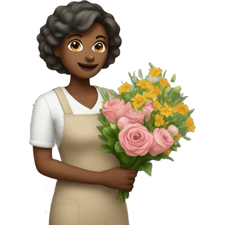 Woman florist with bouquet   emoji