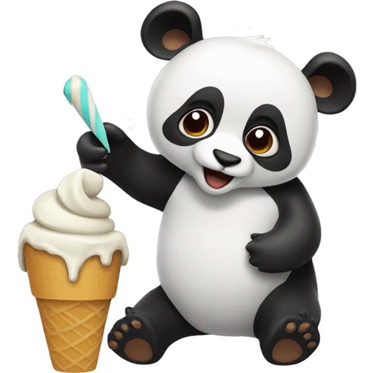 Panda eating ice cream emoji