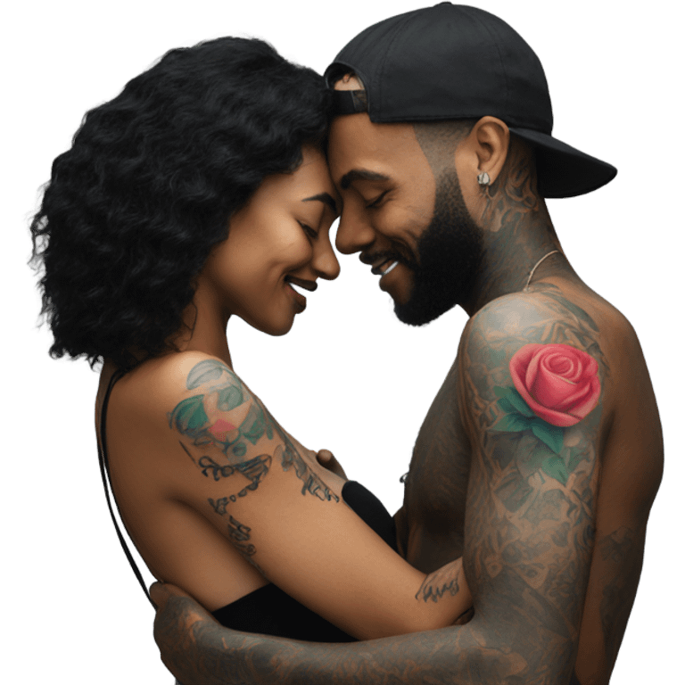 Photo model tattooed couple hugging  emoji