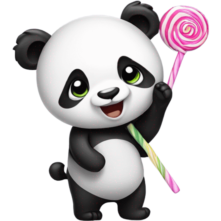 Panda Bear with lollipop emoji