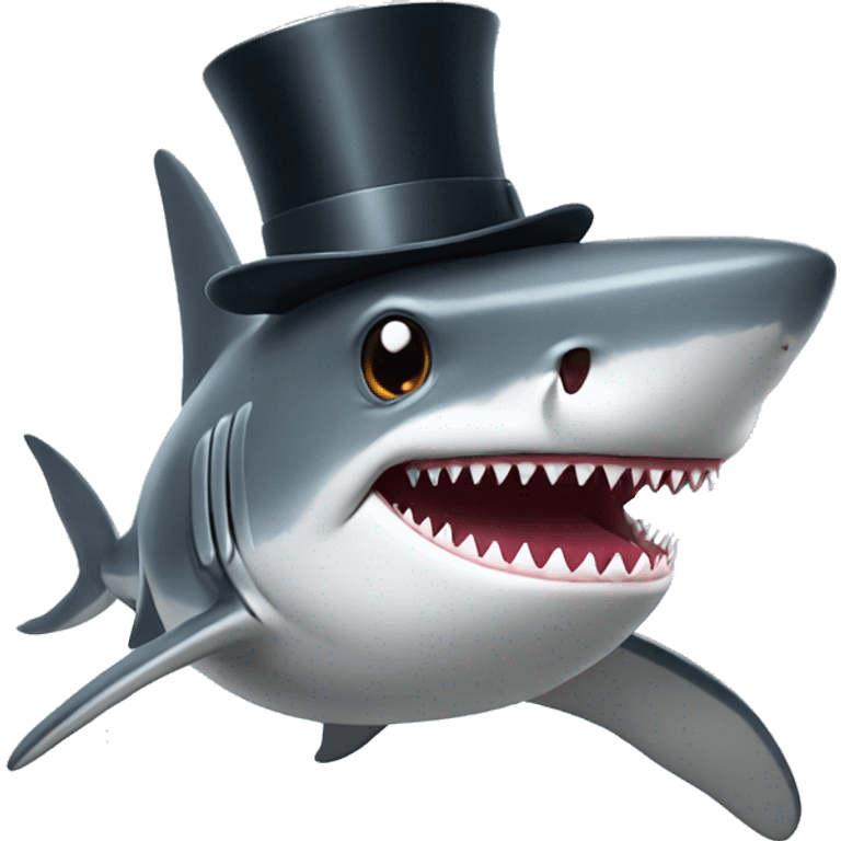 Shark with a top hat emoji