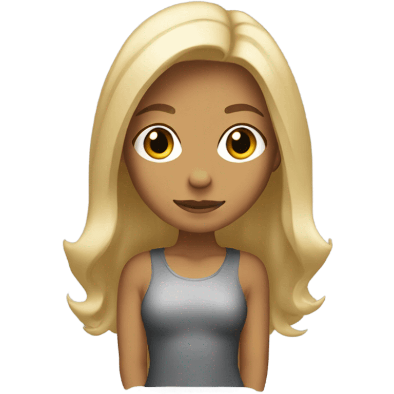 Medium tan blonde with mid length hair squatting   emoji