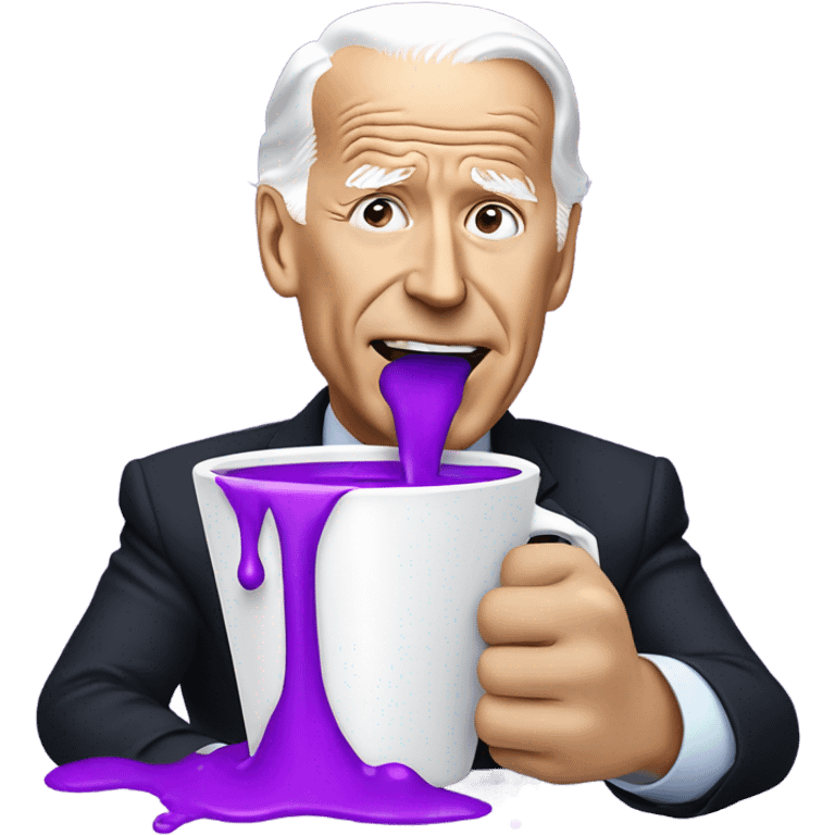 biden with purple liquid spilling out of white cup emoji